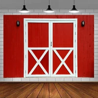 Red Barn Door Photography Backdrop Western Farm Friendsgiving Background BBQ Party For Cowboy Girl Birthday Baby Shower Decor