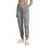 

Women`s Cargo Pants Cotton Sweatpants with Zipper Pocket(Dark Grey S)