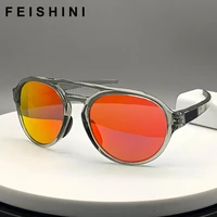 feishini 2022 high quality tr90 eye glasses men vintage 23g light plastic titanium round sunglasses man polarized brand designer