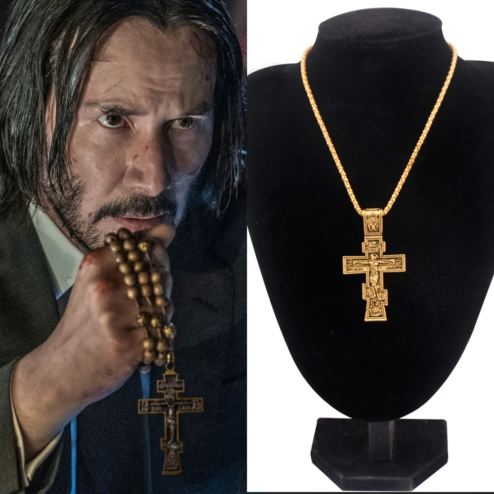 

John Wick Baba Yaga Jesus Necklace Amulet Cross Pendant Necklace for Women Men Streetwear Cosplay Prop Jewelry