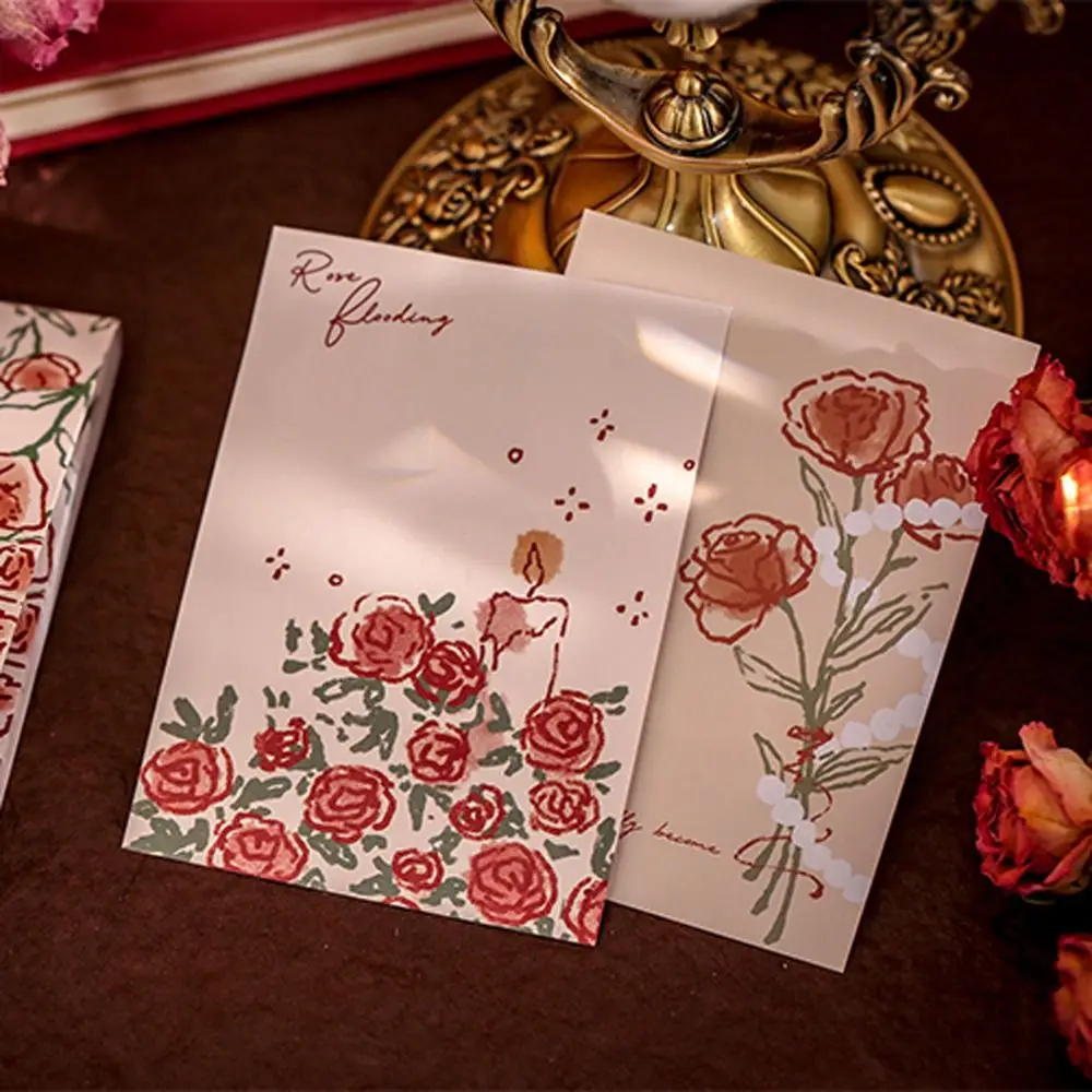 

4 Style 60 Pcs Romantic Rose Note Pad Fresh Literary Hand Account Material Paper Office Student Stationery Notepad