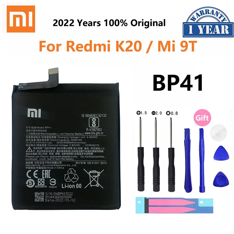 Xiao Mi 100% оригинальный аккумулятор BP41 BP40 для Xiaomi Redmi K20 9T Pro Mi9T K20Pro 4000 мАч телефона