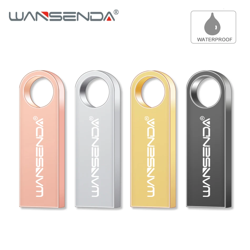 

WANSENDA Waterproof USB Flash Drive Pen Drive 8GB 16GB 32GB 64GB 128GB Pendrive Metal U Disk Memoria Cle USB Memory Stick