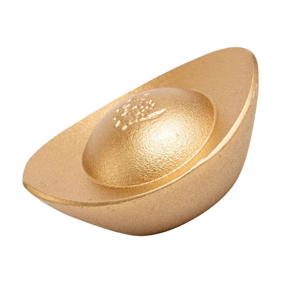 

Chinese Ingot Yuan Bao Bar Golden Brick Paperweight Sculpture Wealth Statue Cake Topper Table Ornament for Fortune Wealth