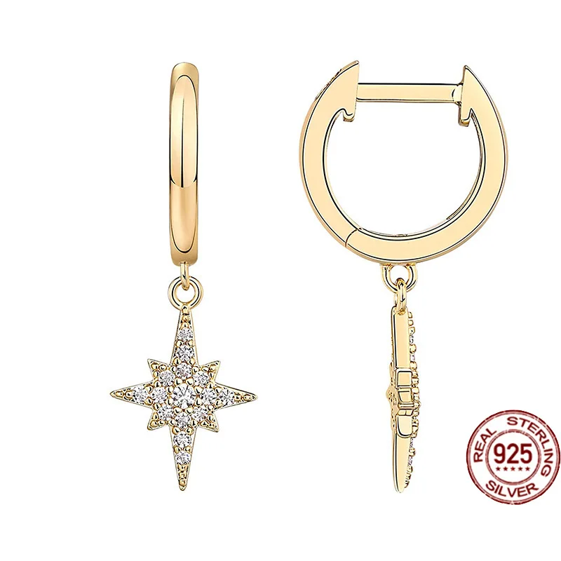 

Серьги-кольца из серебра 925 пробы с шестиконечными звездами