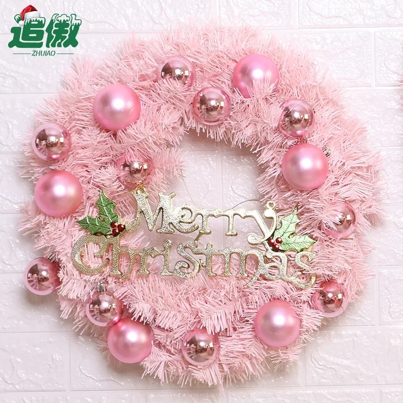 30/40 см Розовый Рождественский венок розовое золото шар письмо Счастливого