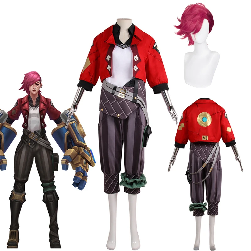 

LoL Arcane The Piltover Enforcer Vi Cosplay Costumes Uniform Suit Caitlyn's Good Friend Role PLAYWomen Men Halloween Carnival