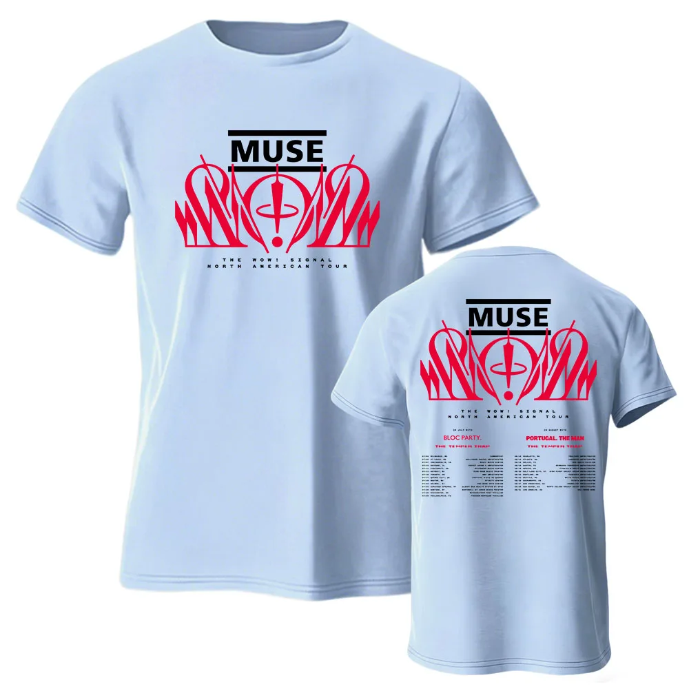 Фото Футболка MUSE для тура по Северной Америке The Wow! Футболки с дизайном альбома Signal, хлопковые летние мужские футболки с короткими рукавами, уличная одежда унисекс, топ №5