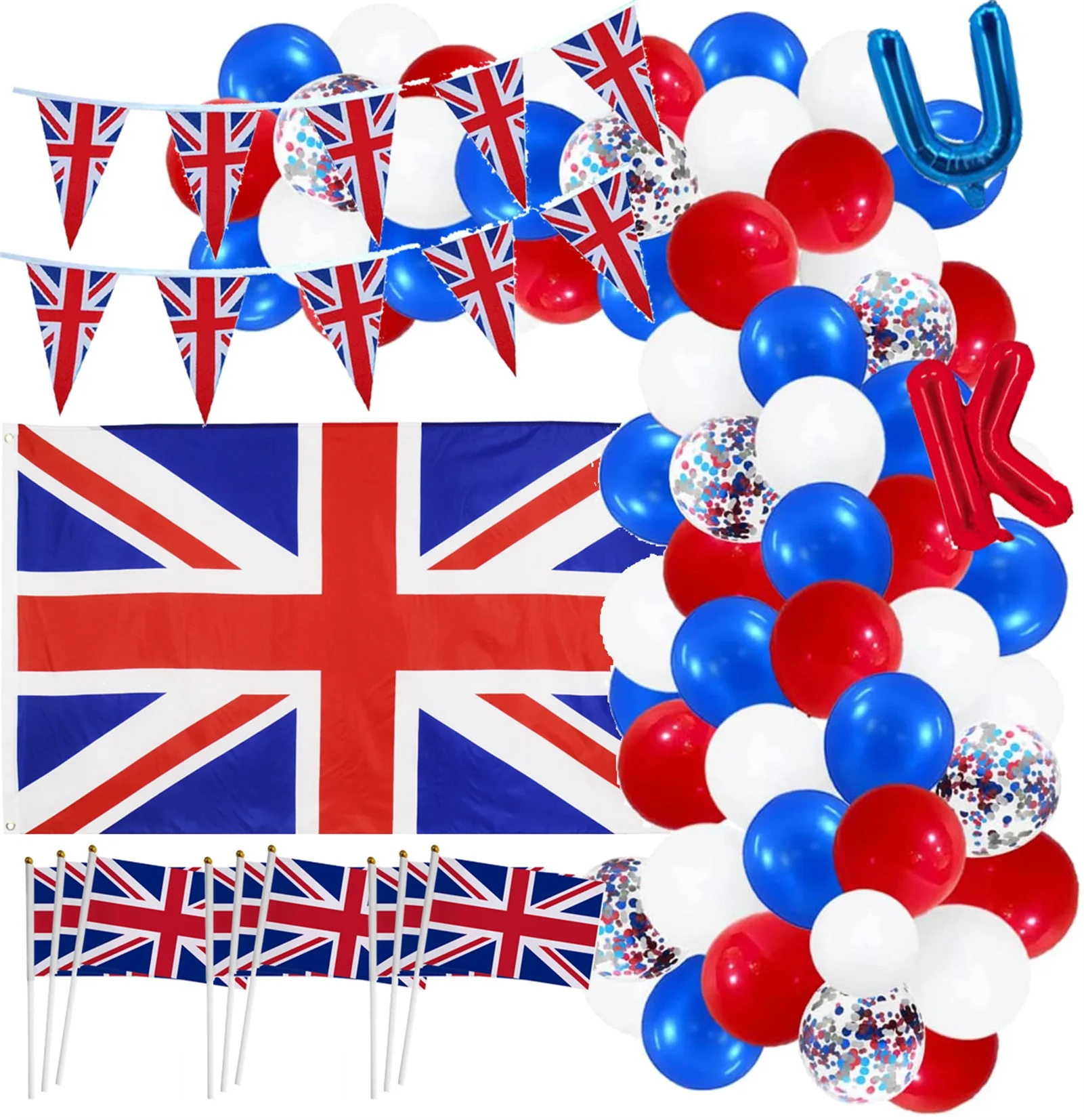 

Тематические украшения для вечеринки Union Jack, товары для вечерние VE Day Union Jack, украшения для торта Union Jack, красные/синие/белые шары для VE