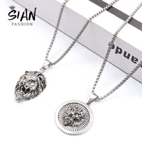 punk cool lion necklace silver color plated alloy metal necklaces stainless steel chain necklace unusal jewelry wholesale gifts