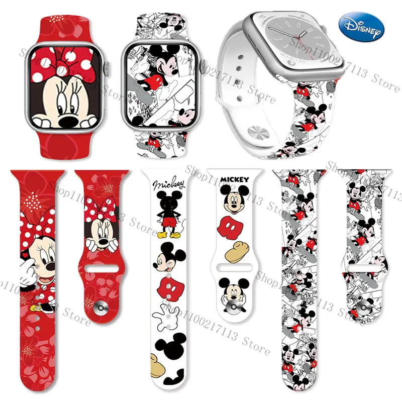 

Disney series Silicone strap for Apple S8765432SE full Replacement watch band Mickey Minnie 38mm 41mm 44mm 45mm birthday gifts