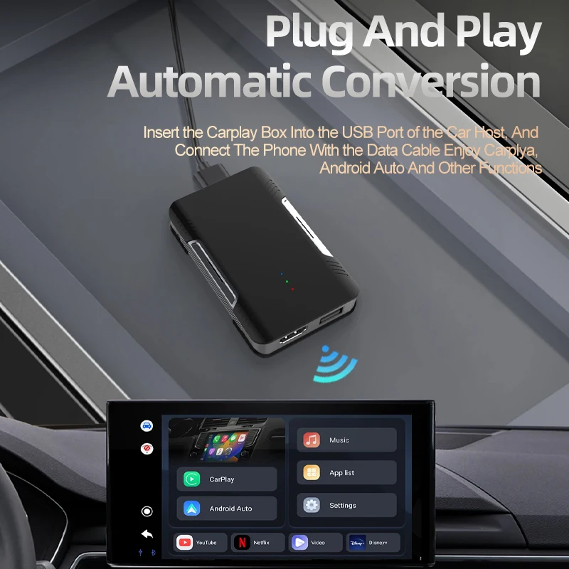 Для Hyundai H350 Wireless CarPlay Ai Box Qualcomm Smart HD Выход Android Auto Netflix с Play Store