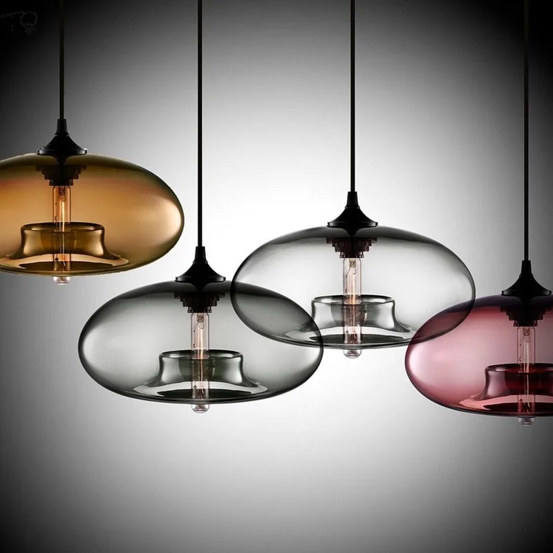 

Nordic Modern Lustre E27 LED Hanging Lamp 7 Color Glass Pendant Lamp Industrial Loft Decor Home Lights Fixtures Kitchen Study