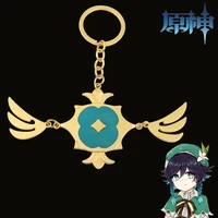 genshin game anime venti pendant keychain for women man cosplay jewelry keyring game figure peripheral gift