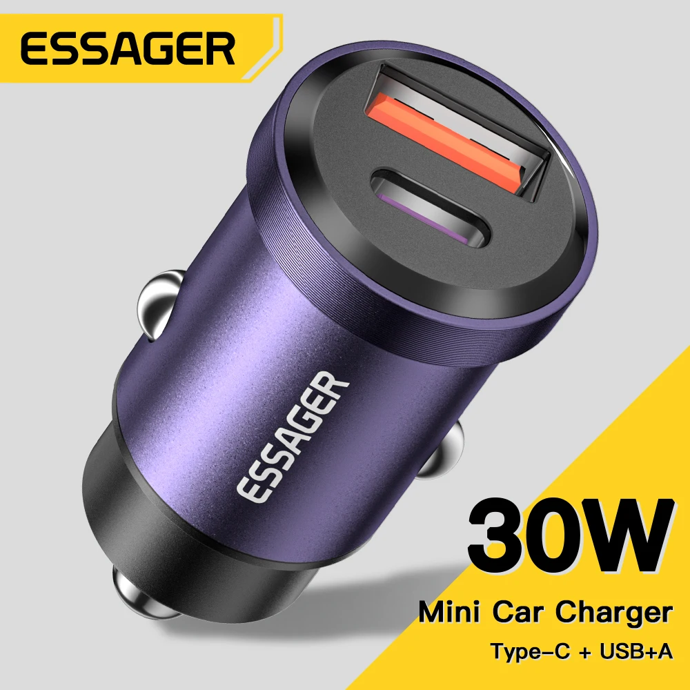 Автомобильное зарядное устройство Essager USB Type-C 30 Вт быстрая зарядка QC PD 3 0