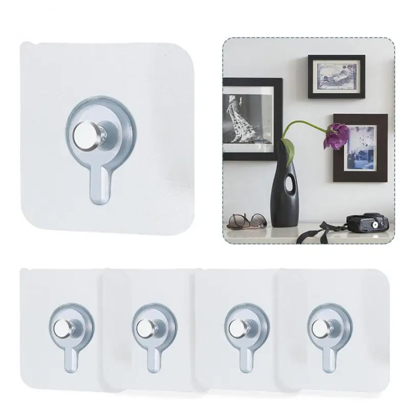 

Non-Trace Self Adhesive Wall Hook Waterproof Durable Transparent Nails Hook Photo Frame Hanging For Bathroom Holder