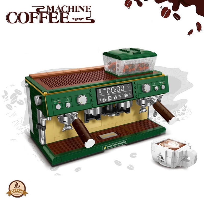 

928pcs COFFEE Machine Building Blocks Cappuccino Latté Coffee Moment Bricks Set Street Commercial Shop Collect Kids Toys Gift