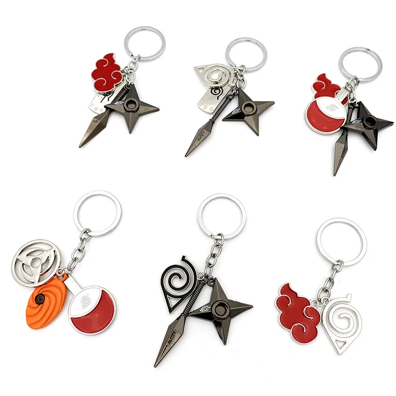 

20pcs/Lot Kunai Shuriken Konoha Ninja Keychain Car Keys Bag Backpack Anime Trinkets Keyring Accessories Jewelry Pendant Ornament