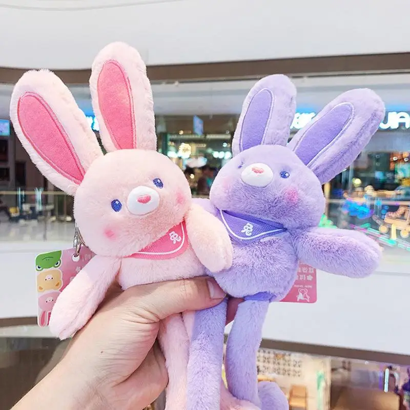 

Kawaii Bunny Plush Keychain Pull Ear Stretch Leg Lala Rabbit Plush Doll Bag Pendant Birthday Easter Gift For Girl Women Children