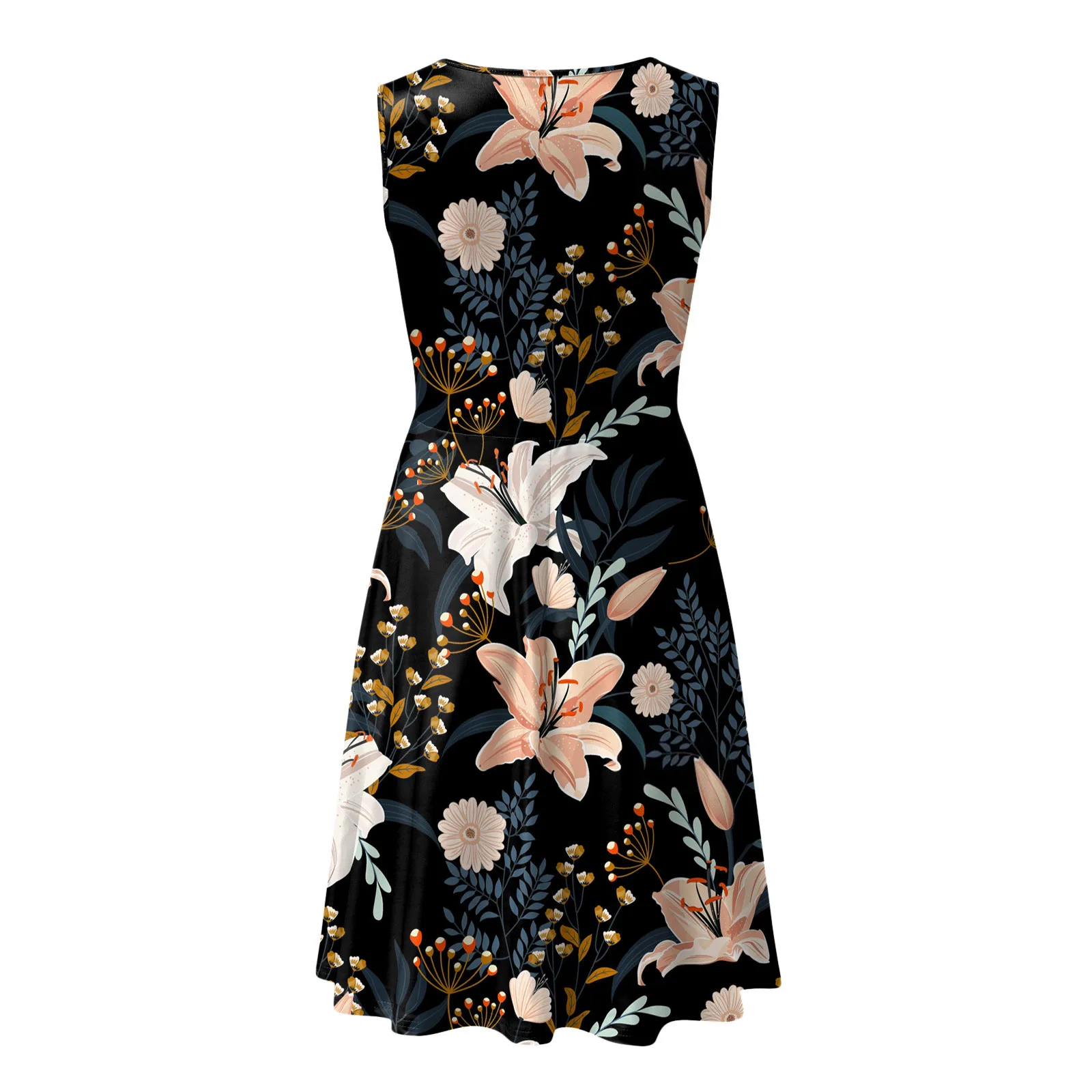 

Women Summer Beach Spring Striped Print Cute Dress Swing Cover Up Sundress Sleeveless Casual Boho Short Junior Prom Dresses