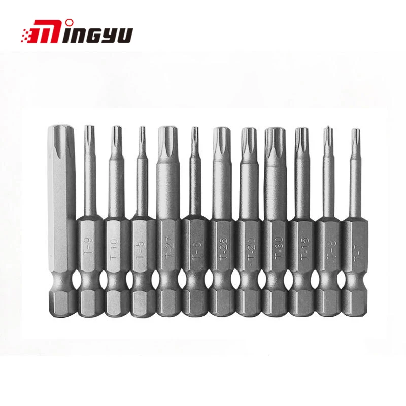 

12pcs 50mm Long Torx Bit Set 1/4 Inch Hex Shank T5 T6 T7 T8 T9 T10 T15 T20 T25 T27 T30 T40 Electric Screwdriver Bit Set