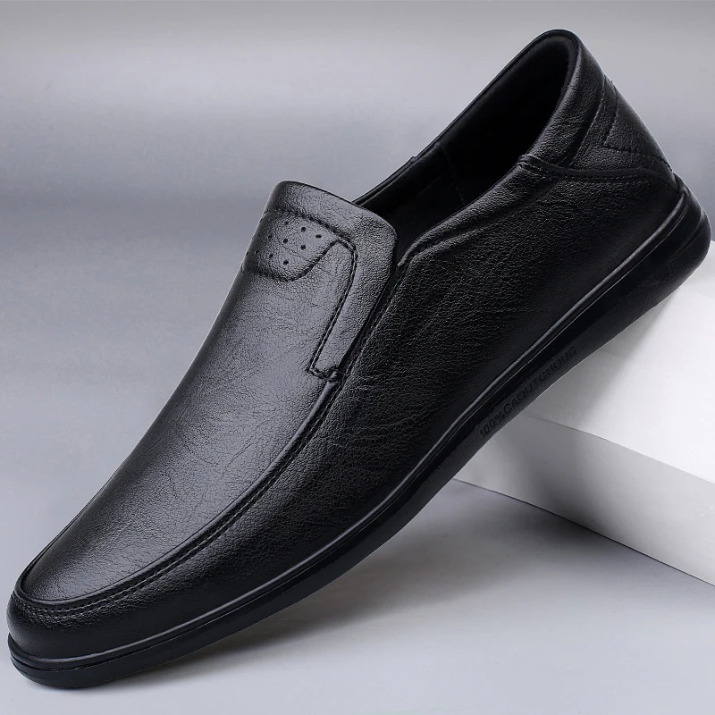 

Туфли мужские из натуральной кожи, повседневные лоферы, без застежки, круглый носок, удобные Формальные, Ретро стиль, Уличная обувь