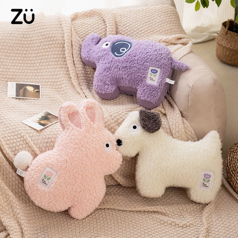 

ZU 45cm Lucky Purple Elephant White Dog Plush Toys Kawaii Pink Rabbit Throw Pillow Cute Chair Sofa Back Cushions Gift For Girl