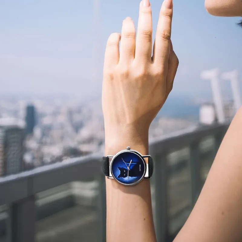 

Lady Woman Wrist Watches Cat Pattern Ladies Watches Montre Femme Checkers Quartz Watch Women Clock Reloj Mujer Elegant Watches