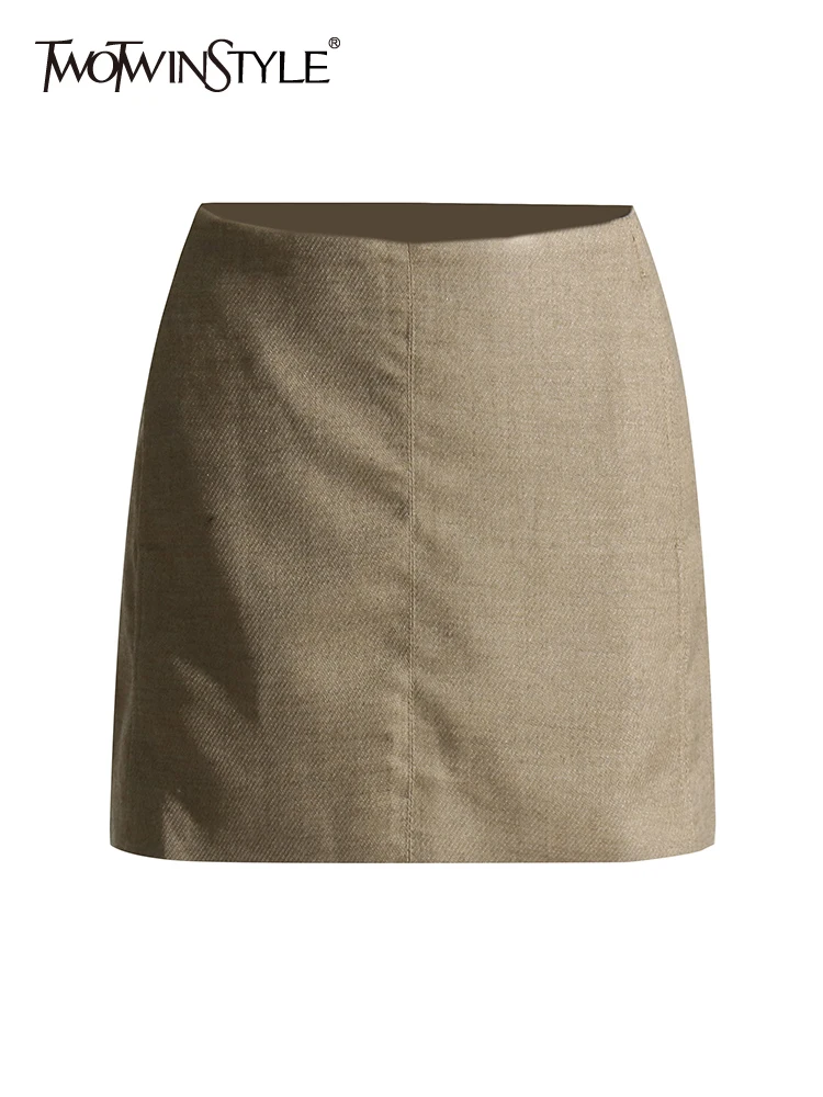 

TWOTWINSTYLE однотонная повседневная юбка для похудения для женщин с высокой талией Минималистичная темпераментная мини облегающая юбка женская модная одежда