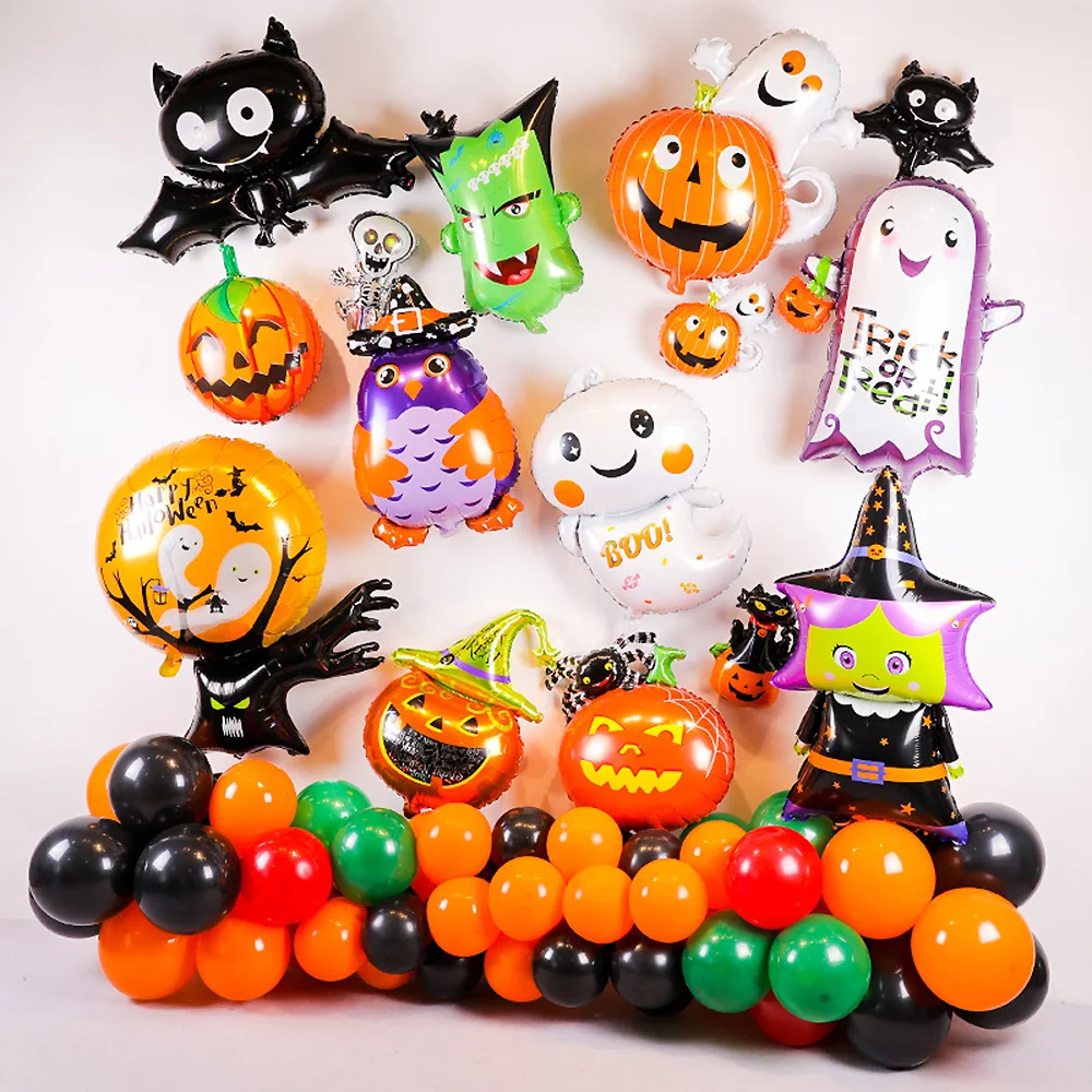 

Украшения для Хэллоуина, воздушные шары из фольги в виде тыквы, призрака, ведьмы, паука, детские надувные игрушки, летучая мышь, воздушные шары, товары для хэллоуивечерние