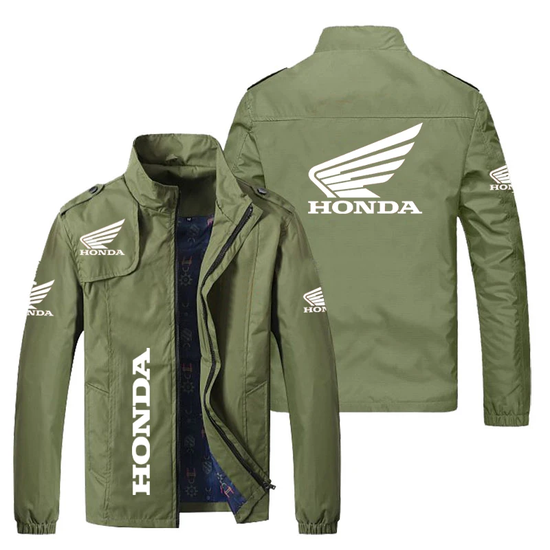 

2022 New Men Jacket Honda Car Wing Logo Print Zipper Jackets Hiphop Fashion Slim Casual Baseball Uniform Windcheater Coat M-5XL
