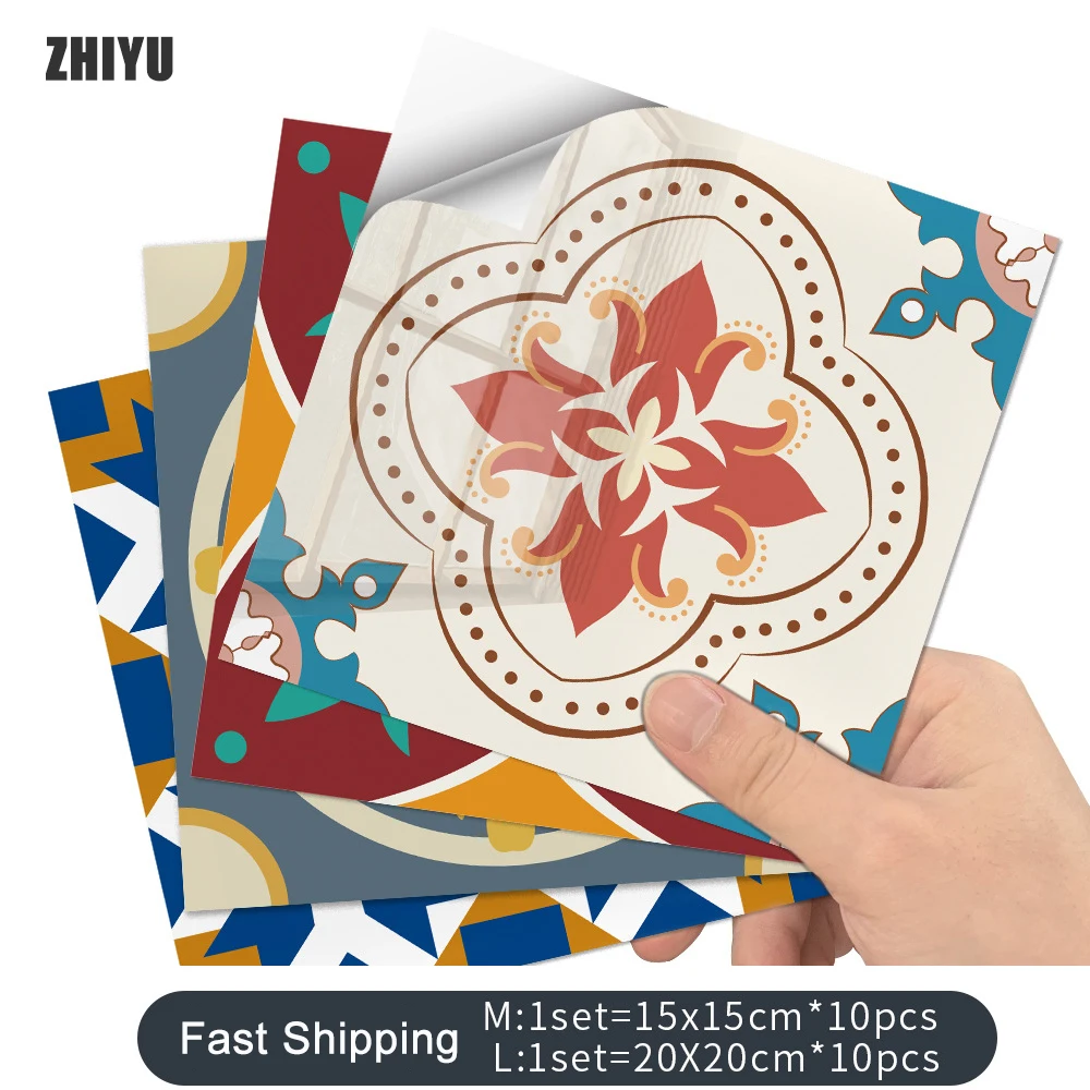 

10 Kitchen Adhesive Tiles Sticker Floor Bathroom Decoration Peel and Stick Backsplash Waterproof Ceramic Wallpaper 3d Wall Panel