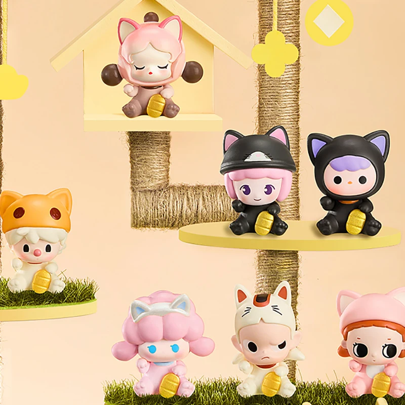 Поп-MART POPBEAN счастливая кошка серия мини аниме экшн-фигурка Угадай сумку семейный