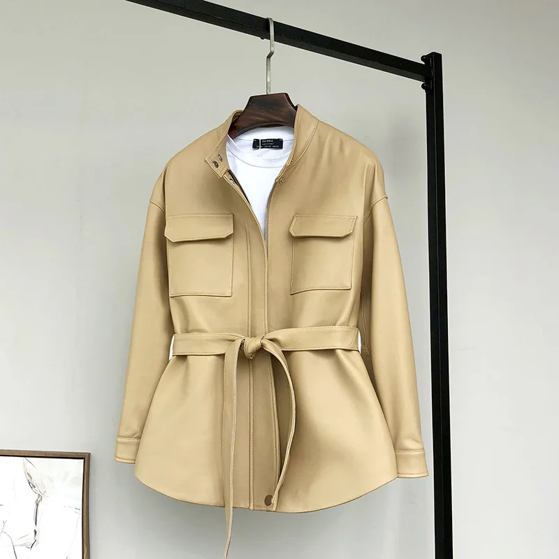 

Sheepskin Coat Medium Long Waist Single Leather Women's Leather Coat Genuine Leather Coat Women's 2023 Autumn/Winter New