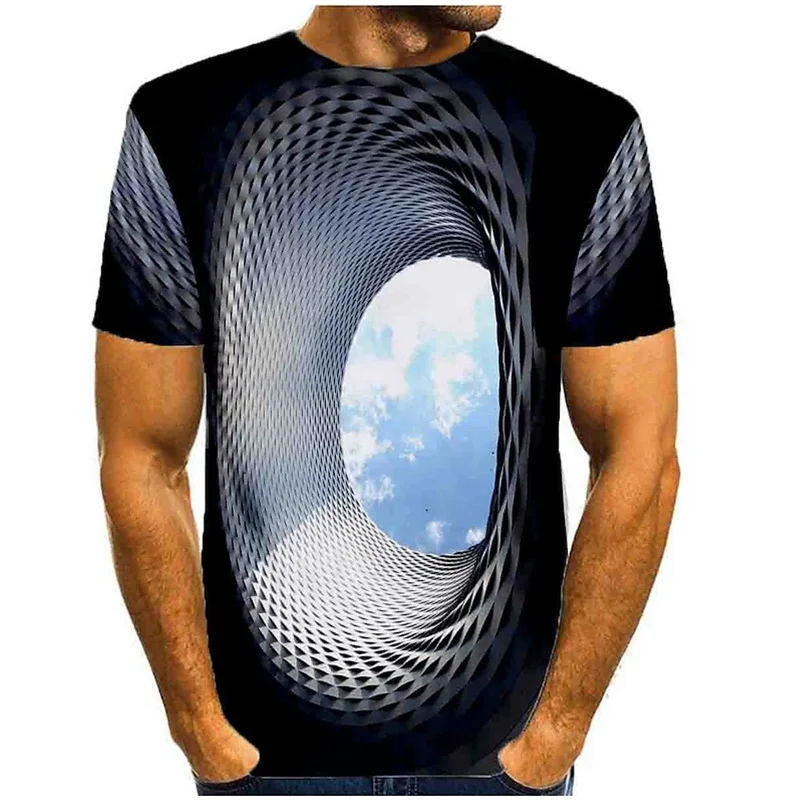 

Vertigo Vortex Print Men Women T Shirt Streetwear Trend 3D Pattern Casual Tees Loose Casual Plus Size Street Short Sleeve Unisex