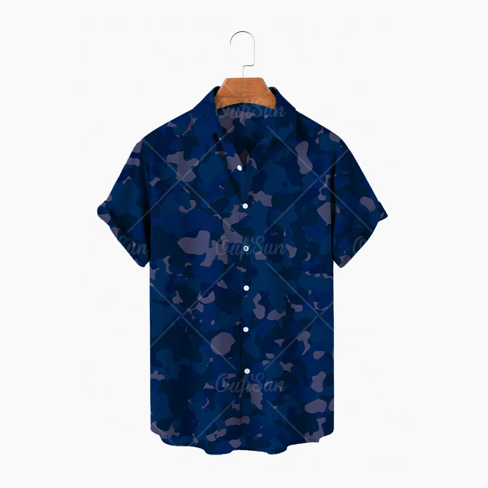 

2022 Button Street Fashion 3D Printing Men's Shirt Slim Lapel Short Sleeve Clothing Breathable Camisa Summer Beach Hawaiian Shir