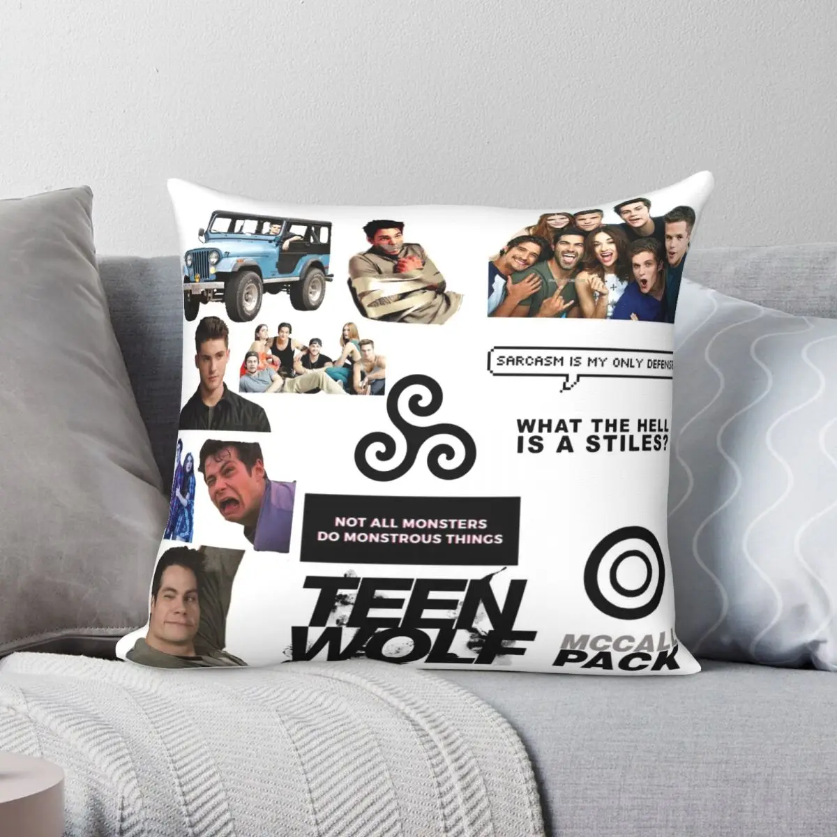 

Квадратный чехол для подушки Teen Wolf, 14 упаковок, полиэстеровый льняной бархатный чехол на молнии с узором, декоративная подушка для комнаты, 18 дюймов
