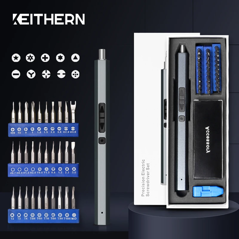 Набор электрических отверток KEITHERN 12/39/50 В 1 с точными насадками, перезаряжаемым аккумулятором, магнитным комплектом для ремонта домашнего оборудования и инструментом мощности.