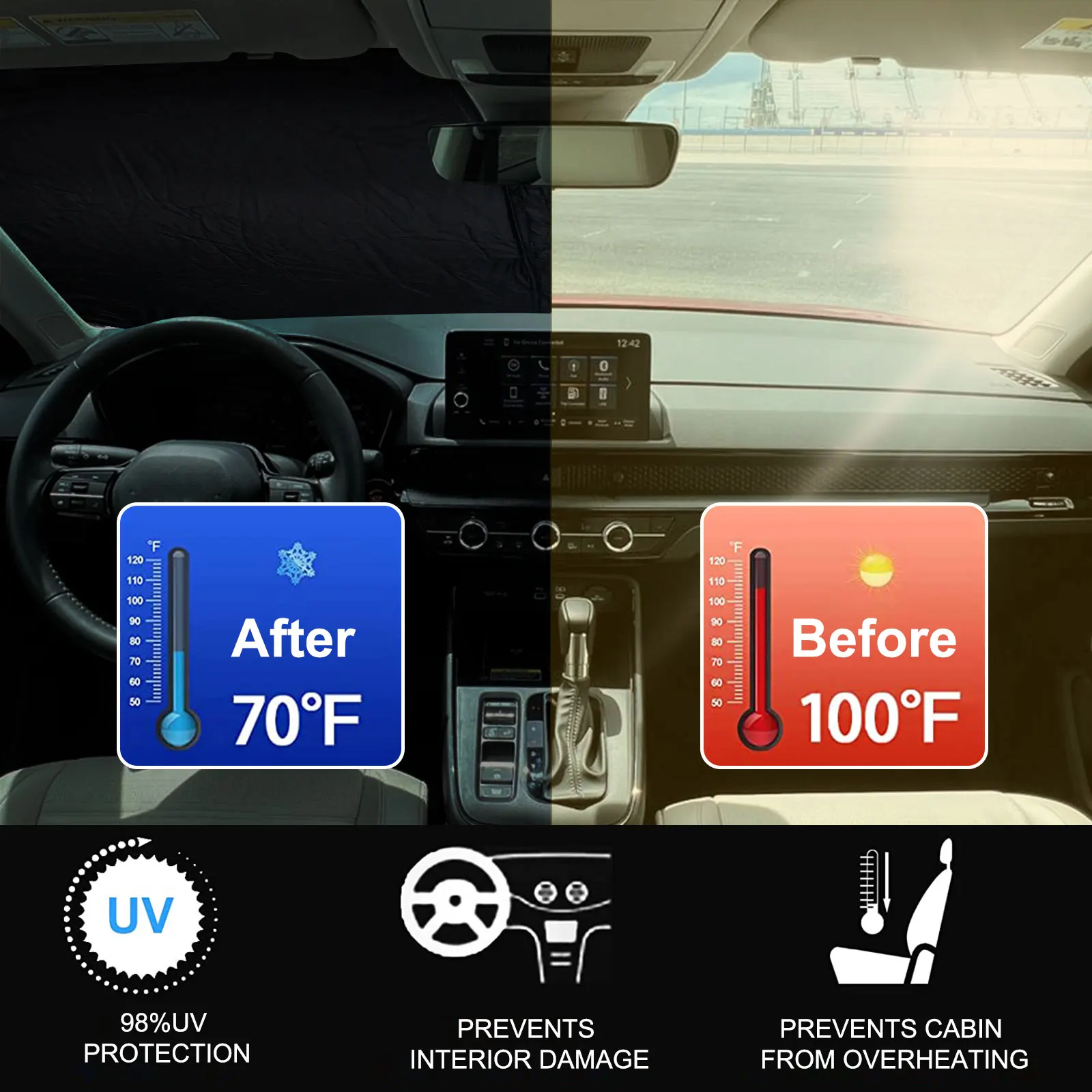 Солнцезащитный козырек на лобовое стекло автомобиля защита от УФ-излучения для