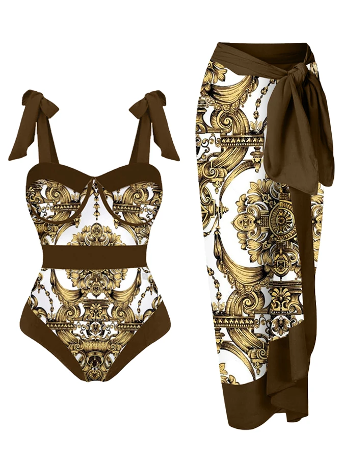 

Tropical Temptation: One-Piece Swimsuit with a Tribal Print