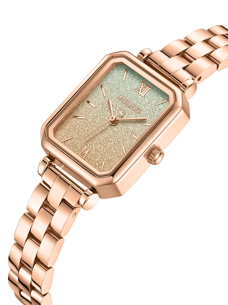 

Женские часы с блестками Julius, японский механизм, элегантные модные часы, стальной браслет из натуральной кожи, Подарочная коробка для девочек на день рождения