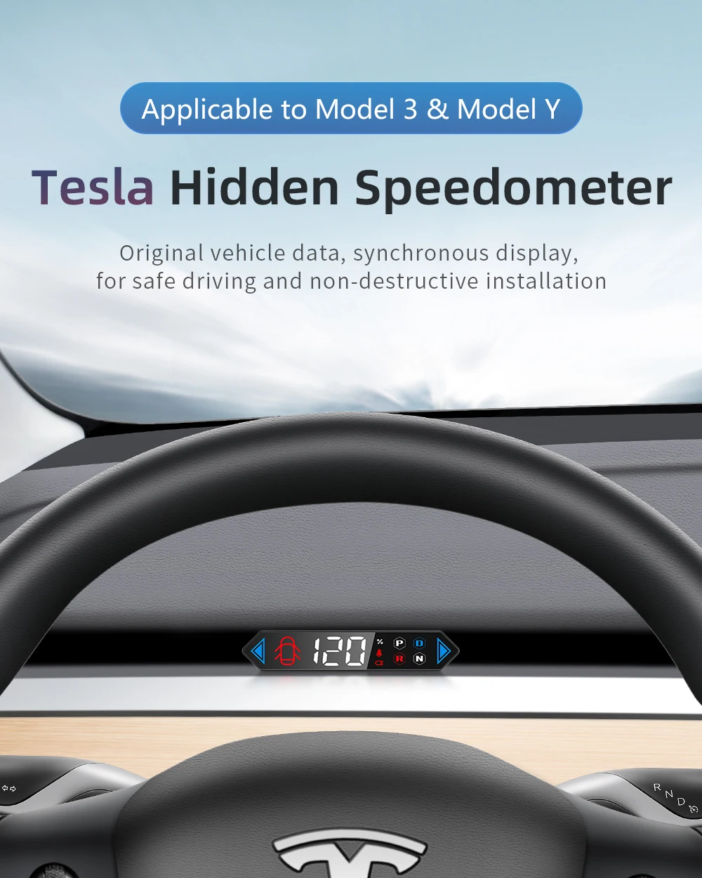 Фото Дисплей HUD на лобовое стекло для Tesla Car Model 3, модель Y Electronics, цифровой спидометр, автомобильный GPS Модель 3, модель Y, автомобильные аксессуары №2