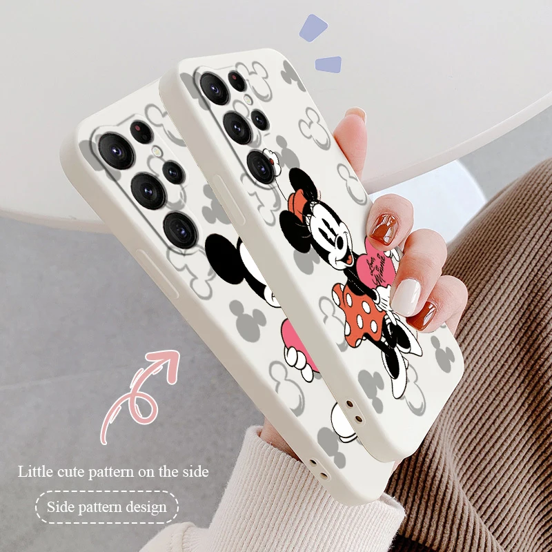 

Anime Mickey Minnie Mouse Phone Case For Samsung Galaxy S22 S21 S20 FE S10 Note 20 10 Plus Lite Ultra 5G Liquid Rope Funda