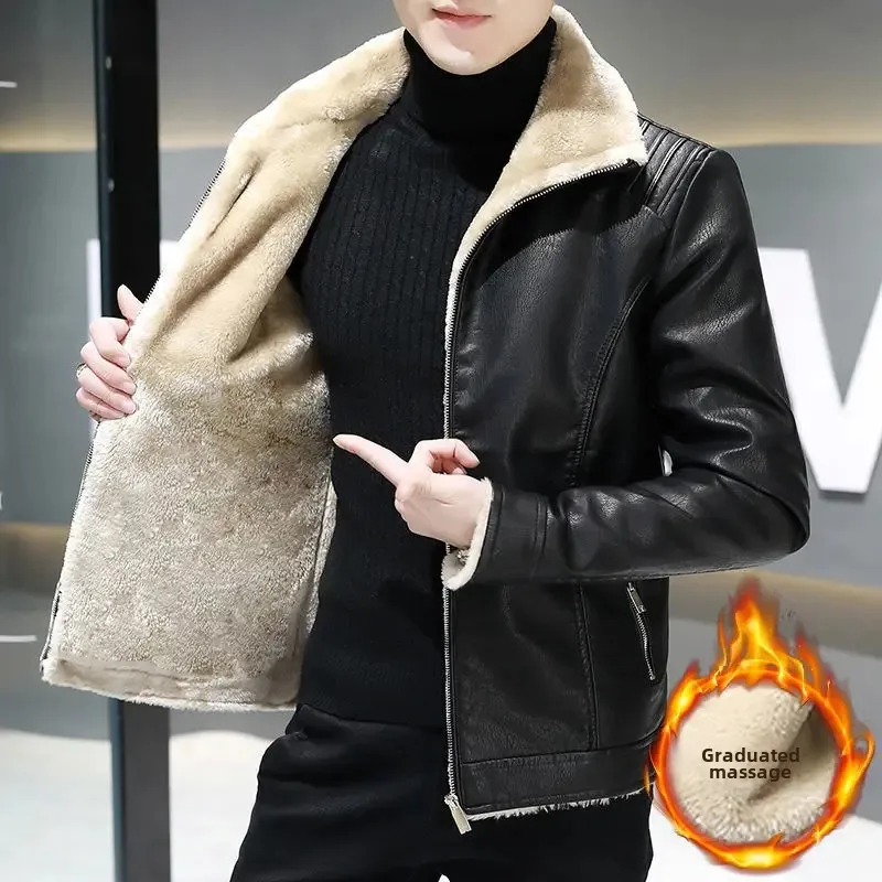 Новинка 2022 зимняя утолщенная кожаная куртка на флисовой подкладке для мужчин