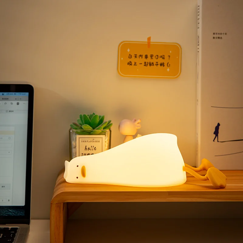 Duck LED Night Light for kids Silicone Animal Cartoon Dimmable Lamp Timing USB Rechargeable For Children Gift Bedside Bedroom