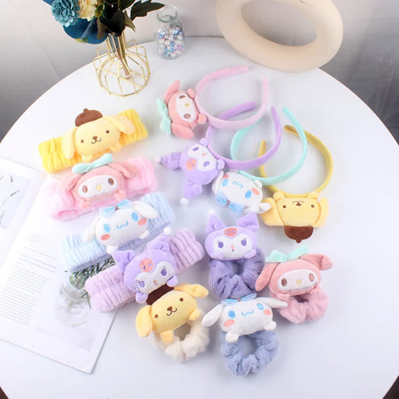 

New Fashion Sanrio Plushie Kuromi Cinnamoroll My Melody Cartoon Hair Bands Hair Clips Ponytail Band Accessories Gift Toys
