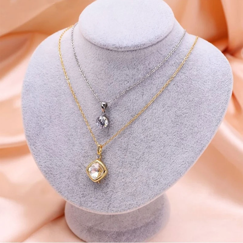 Q0KE Сменное циркониевое ожерелье кулон с камнем шейная цепочка регулируемое