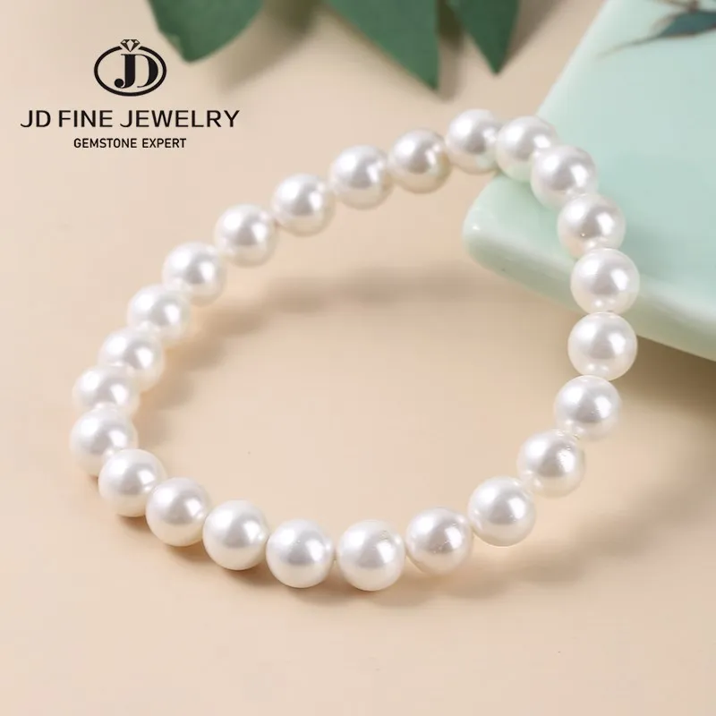 

JD Imitation Pearl Bracelet Stretch Bracelet Ladies Exquisite Jewelry Party Anniversary Wedding Gift Round Bead Wristband Gift