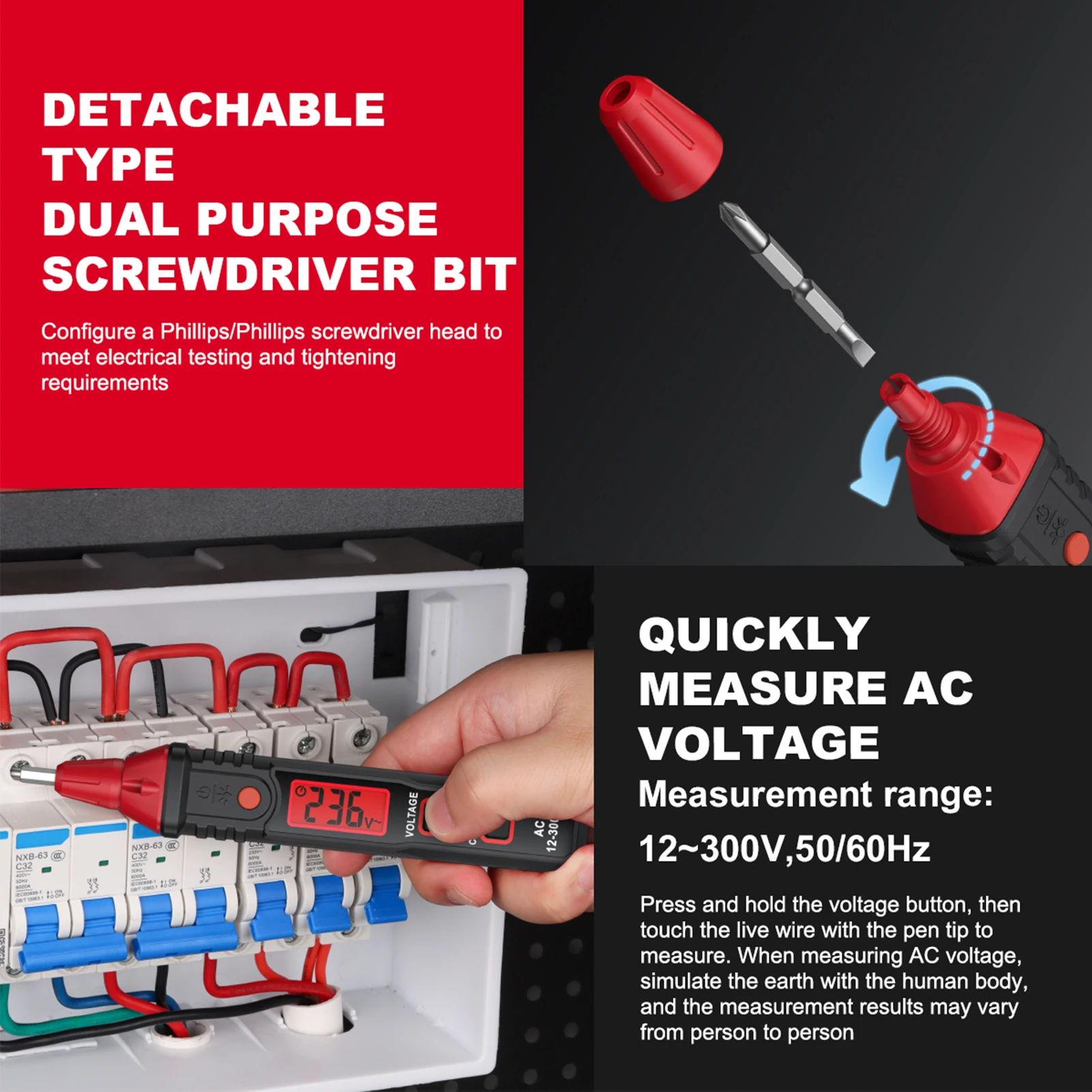 Детектор напряжения ручка тестер электричества 12 ~ 300 В детектор переменного тока