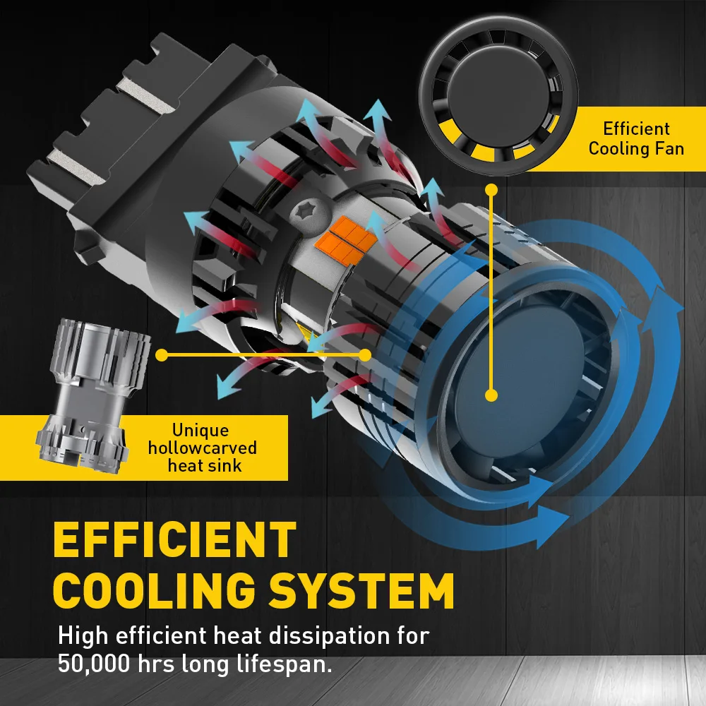 AUXITO 2X T25 3157 Переключающая светодиодная лампа Canbus P27/7 Вт с указателем поворота без